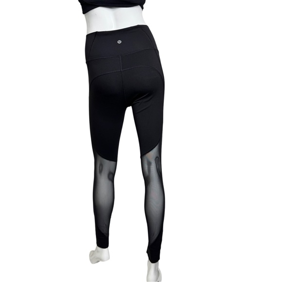 Lululemon Athletica Mesh Cutouts Black High Waist Tapered Legs Leggings - Picture 3 of 9